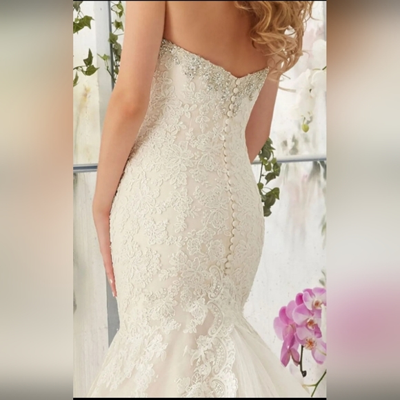 Unaltered signature collection Mori lee by Madeline Garner lace/tulle strapless - Picture 4 of 6